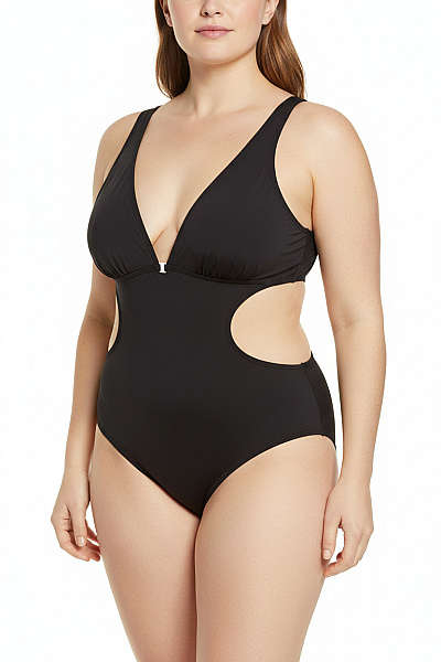 Ralph Lauren Dámské Jednodílné Plavky černé Sexy S Průstřihy Velikost UK 18