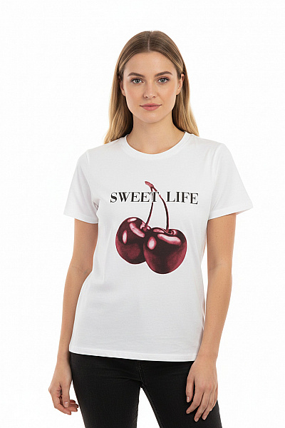 Primark Dámské Tričko S Krátkým Rukávem A Potiskem Třešní Velikost M