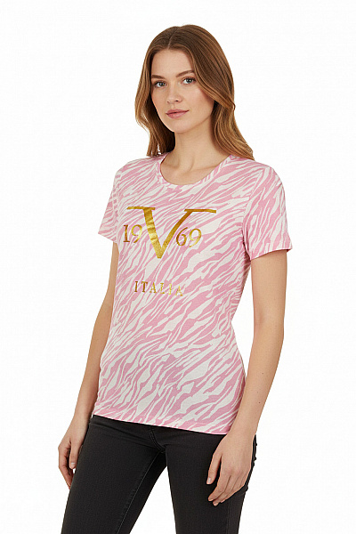 Dámské Tričko S Krátkým Rukávem A Potiskem Růžové Vel. S