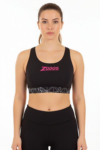 Zoggs Dámská Sportovní Podprsenka černá Geometrický Vzor Velikost 44