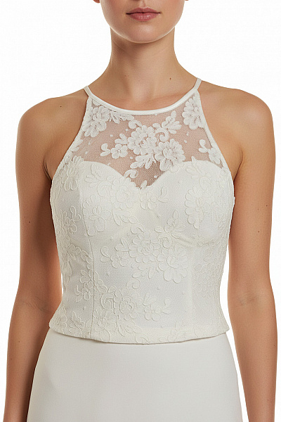 Bílý Krajkový Korzet S Průhledným Vrškem Vel. 36