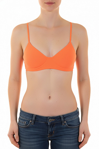 PATRIZIA  PEPE Dámská Podprsenka Oranžová Hladká Trojúhelníková Crop Top Velikost 1