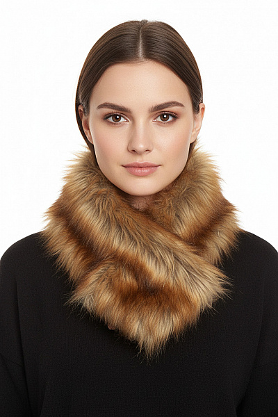 Chlupatá šála Tunelová Hnědá