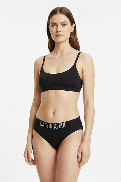 Calvin Klein Dámské Plavky černé Tanga S Potiskem Velikost S
