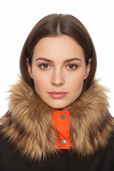 Oranžová Chlupatá šála S Knoflíkem