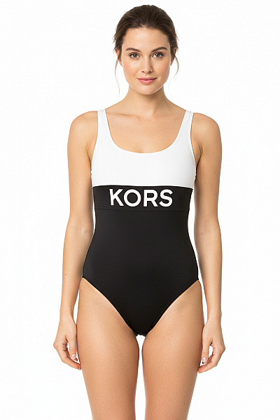 MICHAEL KORS Jednodílné Plavky Dvoubarevné černé Bílé Moderní Vel. EU 6