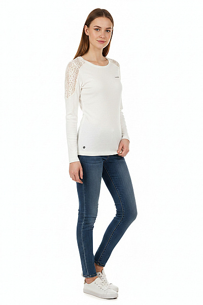 KANGAROOS Dámské Tričko S Dlouhým Rukávem Bílé Krajka Velikost EU 36/38