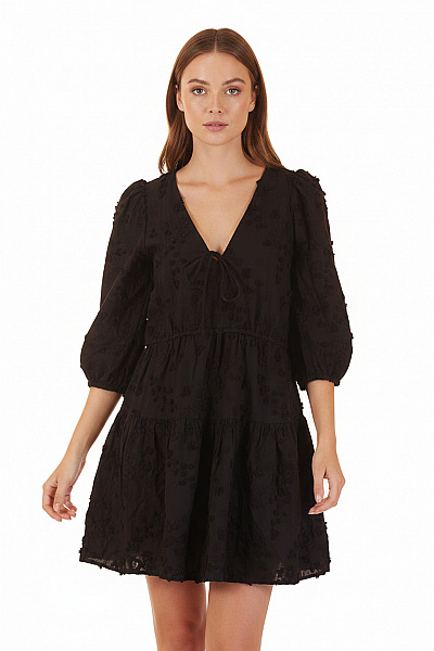 Other Stories Černé šaty S Krátkým Rukávem A Výšivkou Volnočasové Boho Vel. 36