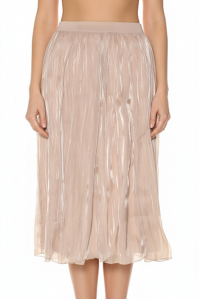 VERO MODA Dámská Dlouhá Průsvitná Plisovaná Sukně Béžová Vel. L