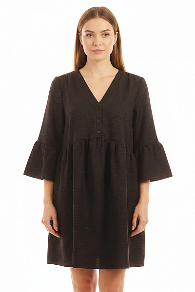 VERO MODA Dámské šaty S Dlouhým Rukávem Volnočasové Mušelínové černé Vel. M