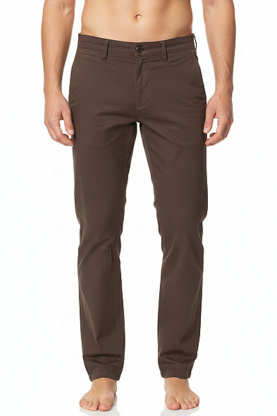 LINDBERGH Pánské Bavlněné Kalhoty Hnědé Volnočasové Rovné S Kapsami Vel. M