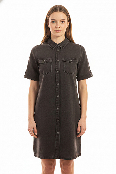 VERO MODA Dámské Košilové šaty Krátký Rukáv Džínové šedé Vel. M