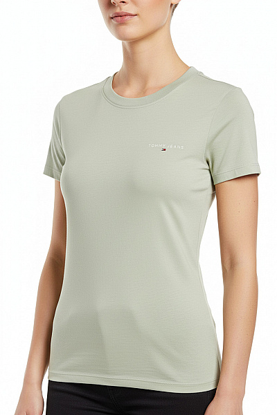 TOMMY HILFIGER Zelené Tričko S Krátkým Rukávem A Výšivkou Basic Vel. XS