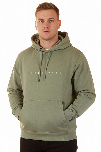 JACK & JONES Zelená Mikina S Kapucí A Potiskem Přes Hlavu Velikost XXL