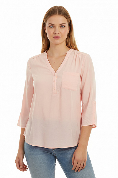 Lascana Růžová Halenka S Dlouhým Rukávem A Výstřihem Do V Pro Plnoštíhlé Velikost 44