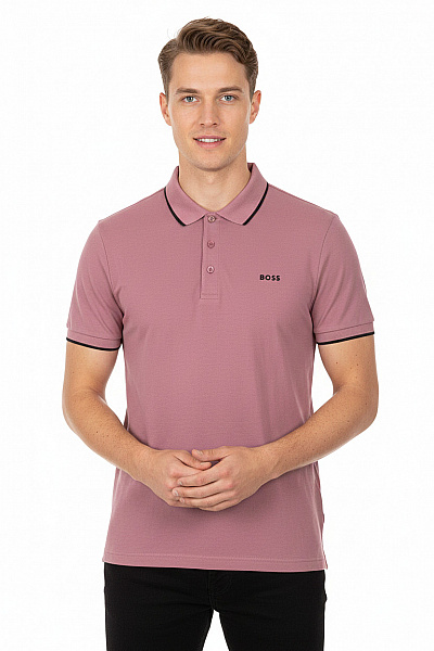 Hugo Boss Pánské Růžové Polo Tričko S Krátkým Rukávem A Nápisem Velikost Xl