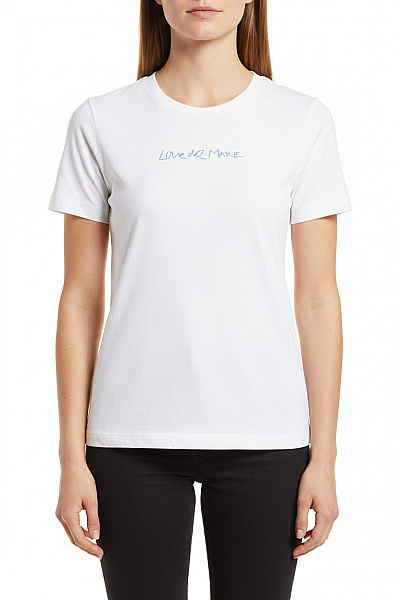 RICH&ROYAL Dámské Tričko S Krátkým Rukávem A Nápisem Bílé Bavlněné Basic Vel. S