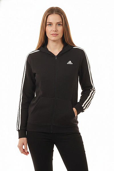 ADIDAS Dámská Mikina S Kapucí Na Zip Pruhovaná černá Velikost M