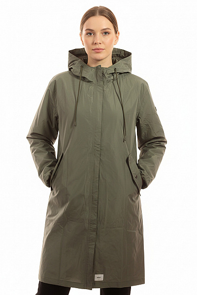 Khujo Dámská Zelená Parka S Kapucí Dlouhá Lehká Polyesterová Do Deště Vel. M