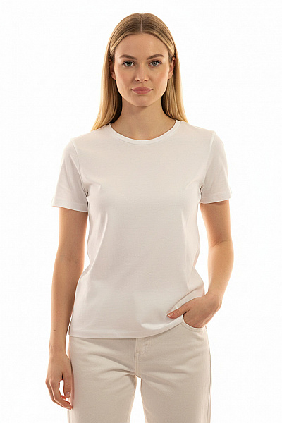 VILA Dámské Tričko S Krátkým Rukávem Bílé Bavlněné Basic Vel. M