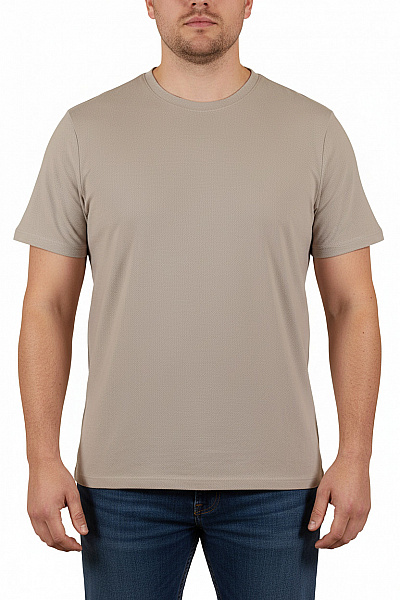 Bershka Pánské Tričko S Krátkým Rukávem Béžové Jednobarevné Basic Velikost XL