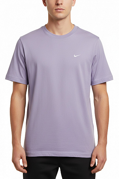 Nike Fialové Bavlněné Tričko S Krátkým Rukávem A Výšivkou Basic Velikost M