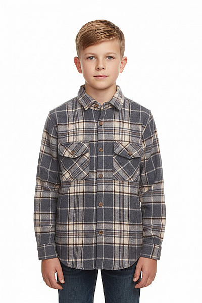 Dětská Kostkovaná Bavlněná Košile šedá Vel. 134/140