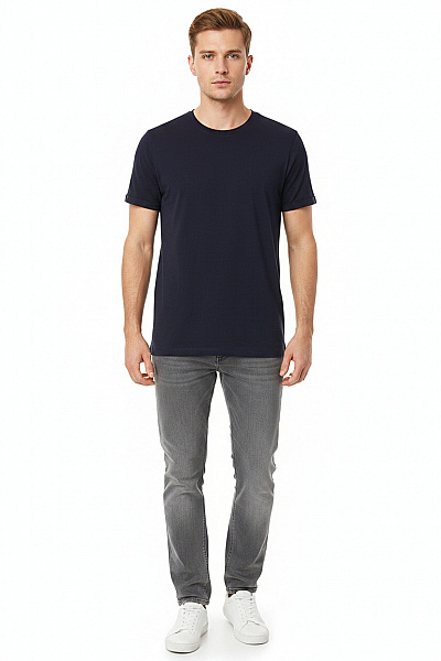 JACK & JONES Pánské Tričko Basic S Krátkým Rukávem Jednobarevné Modré Bavlněné Velikost L