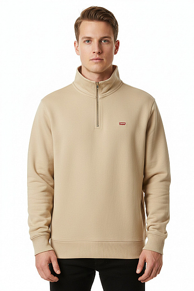 LEVIS Béžová Mikina Se Stojáčkem A Zipem U Krku Velikost M