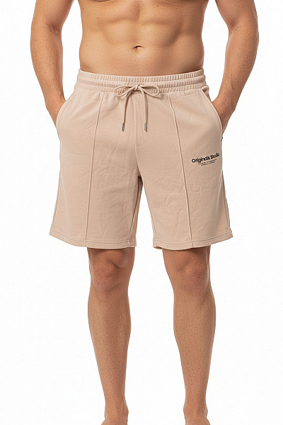 JACK & JONES Pánské Béžové Teplákové Kraťasy S Potiskem Velikost XL