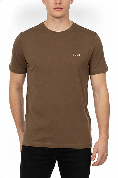 Hugo Boss Hnědé Tričko S Krátkým Rukávem A Nápisem Basic Velikost M