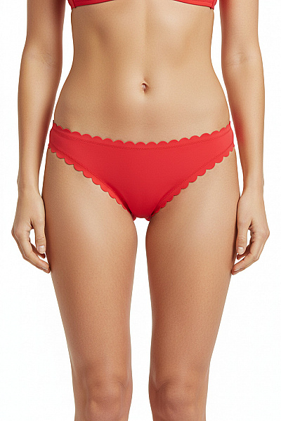 Lascana Dámské Plavky červené Vykrojené S Volánky Velikost 42
