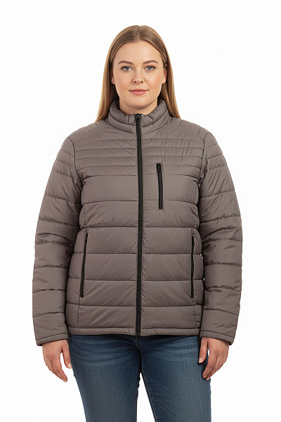 Dámská Prošívaná Bunda Zateplená Moderní Se Zipem Na Podzim Jaro šedá Vel. XL