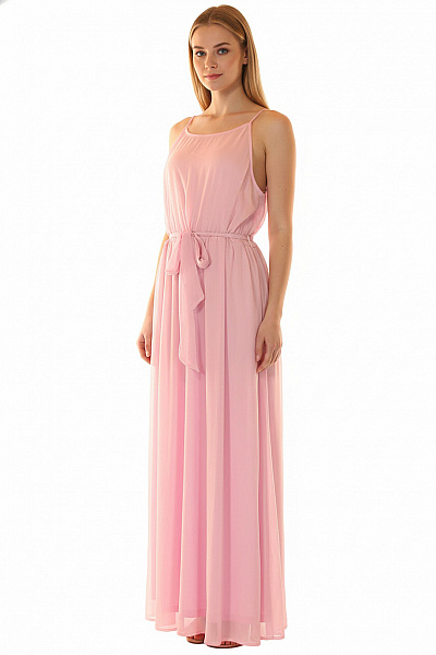 VILA Dlouhé Pastelové šaty Na Ramínka S Páskem Vel. 46