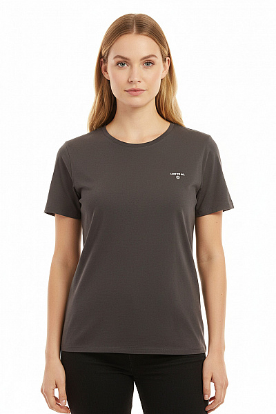 LTB Dámské Tričko S Krátkým Rukávem A Nápisem Basic Bavlněné šedé Velikost XL