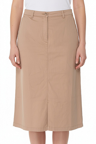 TOMMY HILFIGER Dámská Béžová Sukně Rovná Midi S Kapsami A Rozparkem Velikost 38