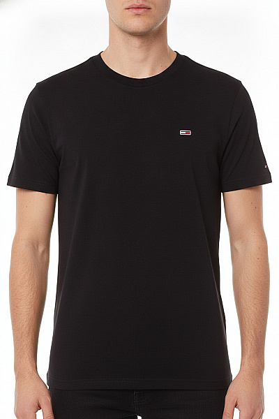 TOMMY HILFIGER Černé Bavlněné Tričko S Krátkým Rukávem A Kulatým Výstřihem Basic Vel. S