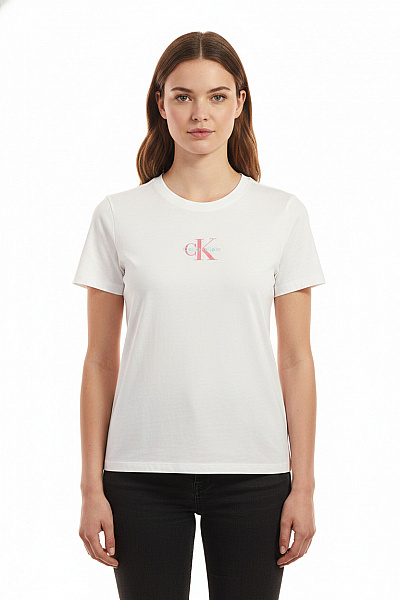 Calvin Klein Dámské Bavlněné Tričko S Krátkým Rukávem A Potiskem Vel. M