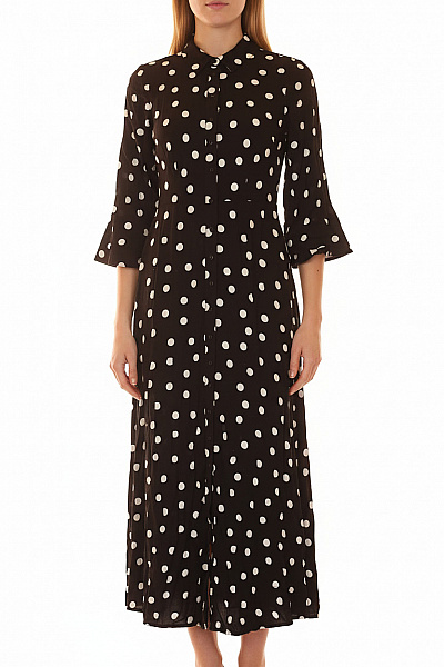 Y.A.S Dámské šaty Puntíkované Dlouhé S Dlouhým Rukávem Košilové Vel. S