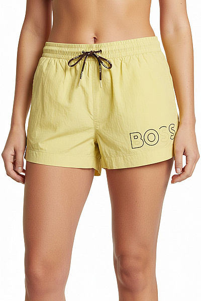 Hugo Boss Dámské žluté Plážové Kraťasy S Potiskem Velikost M