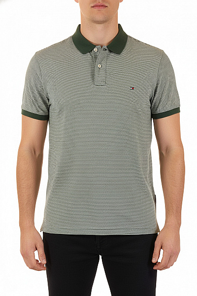 TOMMY HILFIGER Pánské Tričko S Krátkým Rukávem Pruhované S Límečkem Bavlněné Vel. L