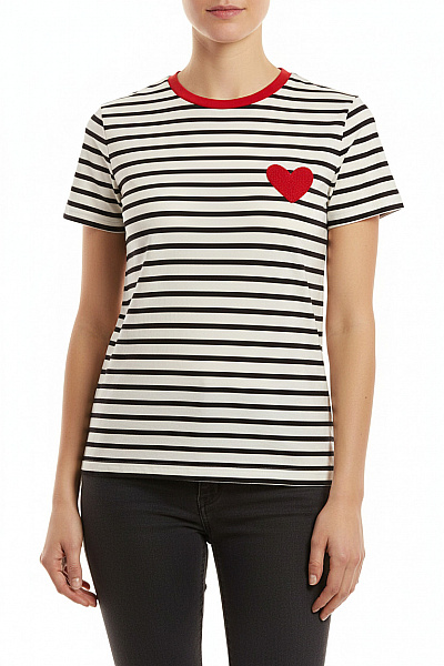 ONLY Dámské Tričko S Krátkým Rukávem A Srdcem Pruhované Vel. M