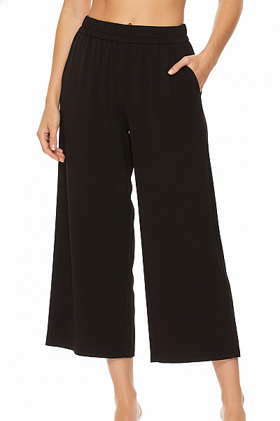 ONLY Dámské černé široké Kalhoty Polyesterové Volnočasové S Kapsami Vel. EU L/30