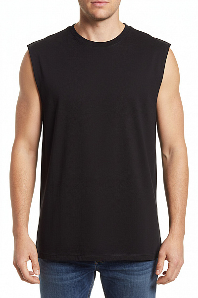 URBAN CLASSICS Pánské Bavlněné Tílko Basic černé Bez Rukávů S Kulatým Výstřihem Vel. EU L