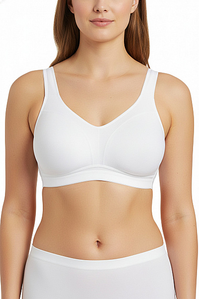 Petite Fleur Dámská Bavlněná Sportovní Podprsenka Hladká Bílá Vel. 95b