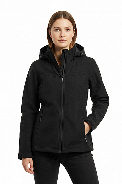 ICEPEAK Dámská Softshellová Bunda S Kapucí černá Outdoorová Vel. EU 40