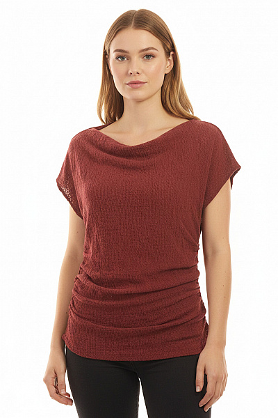 Next Dámská Halenka S Krátkým Rukávem A Nabíraným Pasem červená Pletená Vel. 42