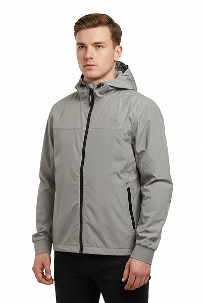 LAKE VIEW Pánská Bunda S Kapucí šedá Lehká Funkční Outdoorová Na Jaro Podzim Vel. EU XL