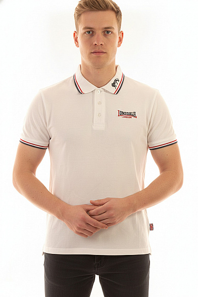 LONSDALE Pánské Polo Tričko S Límečkem A Krátkým Rukávem Bílé Vel. XL