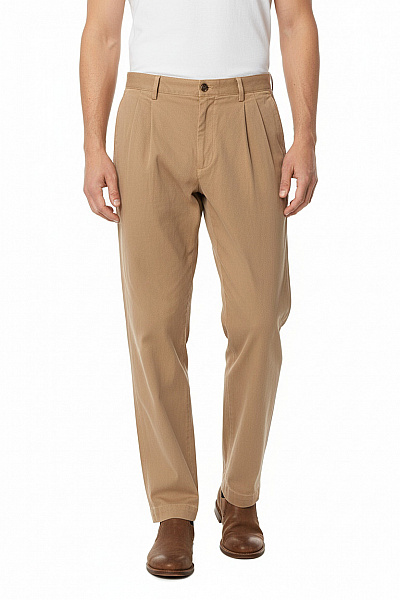 TOMMY HILFIGER Pánské Bavlněné Kalhoty Volnočasové Béžové Rovné S Puky Velikost M